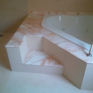 Master Bathroom Jacuzzi- Platinum Cream/Golden Spider Marble Works